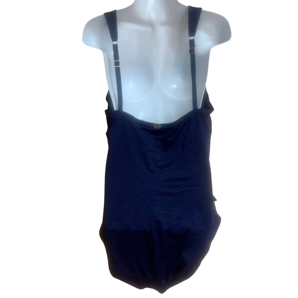 Jantzen Blue Padded Surplus Studded Lined Adjustable Straps Bathing Suit Sz 24W - Picture 6 of 11